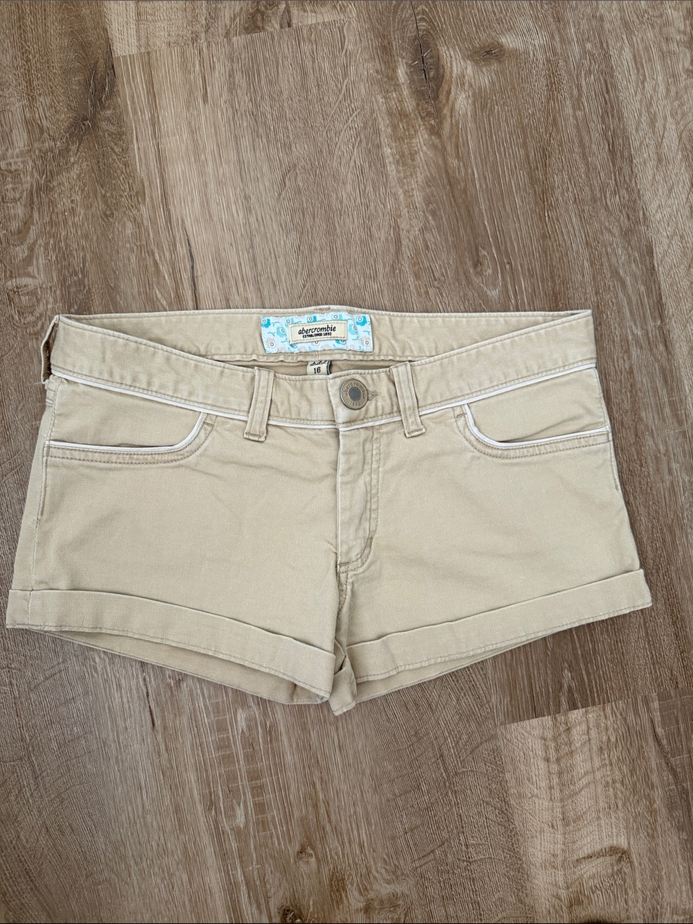 Girl’s Abercrombie & Fitch Beige Roll-Cuff Denim Jean Shorts